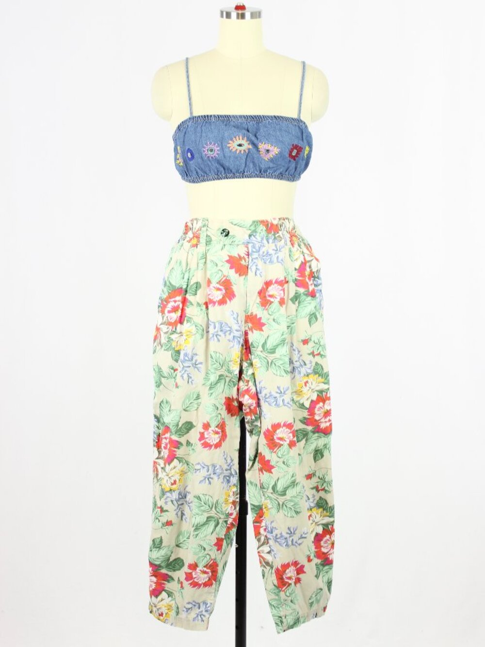 Vintage 90's LIZWEAR Liz Claiborne Tropical Floral Cotton Pleated Pants, Size 6